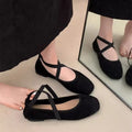 Women Square Toe Ballet Flats Soft Sole Casual Shoes Cross Strap French Style Ladies Shallow Low Heel Walking Footwear 2027