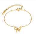 Minimalist Gold Color Bowknot Jewelry Set Women Stainless Steel Cute Bow Earrings Bracelet Ring Set Trendy 2026 Fashion Jewelry