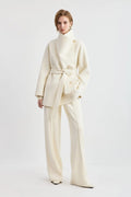 LILY Wool-Blend Draped Collar Coat