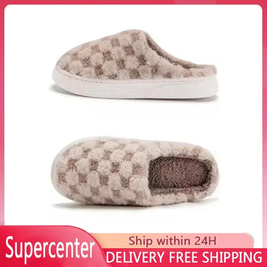 Autumn and Winter Women's Cotton Slippers - Cozy Couple's Non-Slip House Shoes, Thick Sole Wool Indoor Slippers for Men & Women