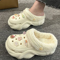 2026 Winter Women Platform Slippers Warm Fur Cute Girls Decoration Slippers Fluffy Comfortable Slip On Casual Soft Plush Shoes