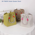 TG820]Mini Knitted Bucket Bag Women Small Handbag Geometric Colorblock Wristlet Purse With Detachable Handle 1PC