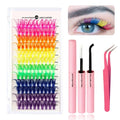 New 400pcs Set Cluster Eyelash Extensions Mix Length with Tweezers DIY Eyelashes Makeup Tool Colorful Lash Book Personal Use
