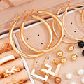 87 Pcs/Set Boho Vintage Elegant Pearl Zircon Butterfly Pendant Earrings Ring Necklace For Women Gold Color  Jewelry Sets Gifts