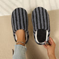 2026 Winter Stripe Design Cotton Slippers for Women Soft Sole Short Plush Home Slippers Women Non Slip Closed Toe Slides Shoes