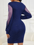2026 Sexy V-Neck See Through Long Sleeve Dress Women Spring Autumn New Year Party Mini Dresses Vestidos Cortos