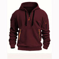 Hoodie Sweatshirt Men Outdoor Autumn Men Half Zip Hoodie Multi Zipper Pocket Long Sleeve Pullover Drawstring Hooded Sweatshirt Outdoor Casual Loose Street .