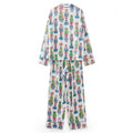 HEZIOWYUN Satin Silk Christmas Pajamas Set for Women Cute Santa Claus Pjs Button Up Shirt + Long Pants 2 Piece Xmas Jammies