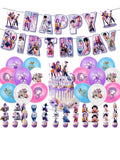 Party Disposable Set K-Pop Theme Disposable Tableware Set for Kids Birthday Baby Shower Party - Paper Plates Cups And Tablecloth with Birthday Banner