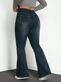Plus Size High Waist Flare Jeans, Vintage Wash Slimming Bell Bottoms, Comfortable Denim Jeans for Women, Stylish Casual Wear