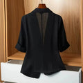 Female Leisure Thin Style Short Sleeved Small Blazer Jacket Korean Summer New Solid Color Short Sleeved Small Suit Top Coat