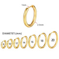 1 Pair Stainless Steel Round Hoop Earrings For Women 2.5mm Thick Hip-hop Street Pop Ear Buckle Classic Huggie Daily Jewelry