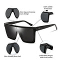 Extra large sunglasses for men and women, flat top square fashionable sunshade hat UV400