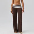 Women Yoga Pants Fold Over Waist Wide Leg Pants Polka Dot Stripes Sweatpants High Waist Gym Workout Running Fitness Bell Bottoms
