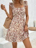 Women's Printed Hollow out Hem Ruffle Trim Dress Casual Beach Vacation Outfit Floral Summer Dress Evening Dresses 2026