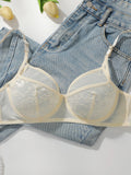 Sexy Floral Lace Lingerie Set Women Underwire Padded Bra With Lace Thong Adjustable Shoulder Straps Ladies Intimate Underwear