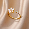 Women Stainless Steel Rings For Luxury Zircon Geometric Rings For Women Stainless Steel Gold Color Open Ring Trendy Wedding Party Aesthetic Jewerly Gift Femme