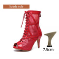 DKZSYIM Latin Dance Shoes Women Red Black Ballroom High Top Jazz Shoes Ladies Men's 5-11cm Heels Salsa Tango Dancing Shoes