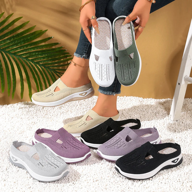 Women Slip‑on Breathable Casual Shoes Lightweight Comfort Walking Sneakers for Beach Garden Shopping Travel Mother Gift