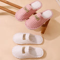 Women's Soft Sole Comfy House Slippers Lightweight Warm Plush Winter Slippers for Women Indoor Non Slip Corduroy Slip On Shoes