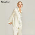 Women's Silk Pajamas 100% Fimtairah New 6A 100% Silk Pajamas Women's Spring Autumn 2024 Fashion Lady Long-sleeved Two-piece Suit Summer home clothes