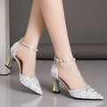 Beads Pumps Pointed Tip Women's High Heels Heeled Sandals Woman Luxury Womens Shoes Woman 2024 Trend Mary Jane Shoes Heel