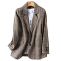 Vintage Blazer Women  Single Breasted Office Ladies Plaid Blazer Long Sleeve Loose Plaid Coat Jacket Women Blazers Female 2025