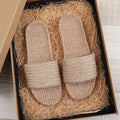 New Linen Slippers for Women at Home, Indoor Anti Slip Couple Summer Floor Slippers Men Shoes