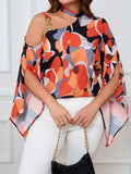 Women’s Fashionable Printed One-Shoulder Blouse – Plus-Size Top for Work or Casual Outings