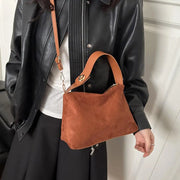 Large Capacity Shoulder Bag Suede Adjustable Strap Crossbody Bag Zipper Women's Handbag Commuting ﻿