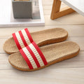 Summer Couple's Linen Slippers - Striped Fashion Non-Slip Comfort Indoor EVA Floor Breathable Sandals