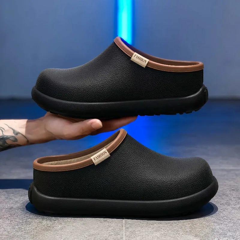 2026 New Men's Winter Warm Plush Lined Slippers Comfortable Large Size EVA Thick-Soled Indoor and Outdoor Home Shoes