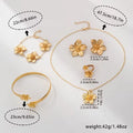 6-Piece Combination Set, Five-Petal Flower-Shaped Women's Jewelry Collection, Includes Necklaces, Bracelets, Bangles, Earrings, and Adjustable Open Rings, Suitable for Fashion Parties or as Birthday Gifts
