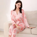 2024 Women's Fashion Spring/Autumn New 100% Natural Mulberry Silk Printed Long Sleeve Home Clothing Pajamas Two Piece Set