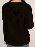 Women's Autumn Casual Hooded Hoodie Comfortable Solid Color Feather Heart Print Long Sleeve Thin Top