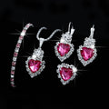 5-Piece Set of Fashionable Women's Pink Heart-Shaped Stainless Steel Rhinestone Jewelry Set, Including Necklace, Bracelet, Earrings, and Ring, as a Holiday Gift for Her