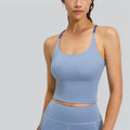 Backless Sports Bra Padded Yoga Vest Women Breathable High Elastic Cross Straps Fitness Gym Crop Top Training Tank