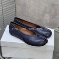 Women's Fashion Casual Pleated Soft Leather Split-Toe Pig Trotters Ballet Flat Loafers Shoes Plus Size Ladies Walking Shoes