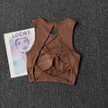 Women's One-Piece Outer-Wear Yoga Tank Top with Crisscross Stylish Back – Seamless Yoga Apparel That Doubles as a Sports Bra