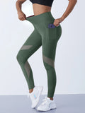 Women's Mesh Splicing Yoga Pants Shaping Leggings High Waist Tummy Control Lift Hips Running Workout Activewear Pants For Female