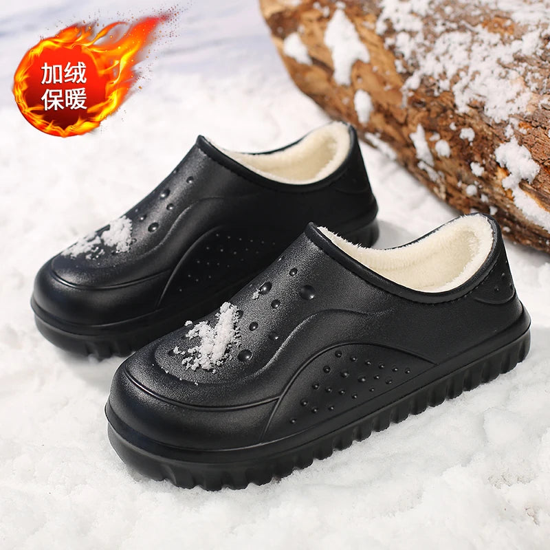 2026 New Unisex Winter Fleece-Lined Waterproof EVA Warm Home Slippers Large Size with Thick Soles for Indoor and Outdoor Use