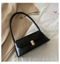 Fashion Retro Women's Shoulder Bag Simple Solid Colour Handbag Vintage Underarm Bag PU Material Flap Bag