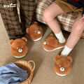 XIXITIAO Winter Plush Home Slippers Men Women NEW Fashion Soft Comfort Warm Fluffy 3D Bear House Shoes Antislip Indoor Footwear