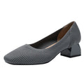 Square heel casual shoes for women, flying woven single shoes