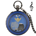 Stylish Playing Song Watch Men Women Quartz Pocket Watches with Swan Lake Music Elephant Dial Pendant Chain Clock Collectable