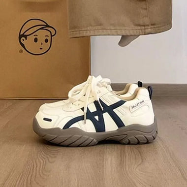 Spring Vintage Women Platform Retro Sneakers Thick Bottom All-mat White Casual Walking Travel Shoes Comfort Unky