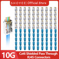 Boots RJ45 Strain Relief Cat6 Shielded RJ45 Pass Through Connectors with Strain Relief Boots Cat6 Ethernet Modular Plug Network Cable, Supports 10Gbps