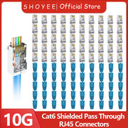 Boots RJ45 Strain Relief Cat6 Shielded RJ45 Pass Through Connectors with Strain Relief Boots Cat6 Ethernet Modular Plug Network Cable, Supports 10Gbps