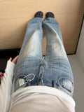 Vintage Slub Curved Wide Leg Jeans Light Wash High Waist Figure Flattering Straight Floor-length Autumn Winter Women Denim Pants