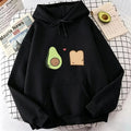 Kawaii Avocado Love Print Hoodie Autumn Winter Casual Hoodie Sweatshirt Women Pullover with Pocket 2000s Women High Quality Top